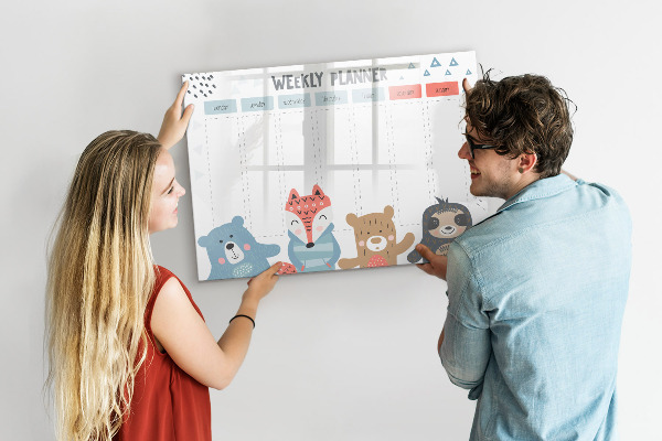 Magnetic dry erase board Cute Animal Weekly Planner