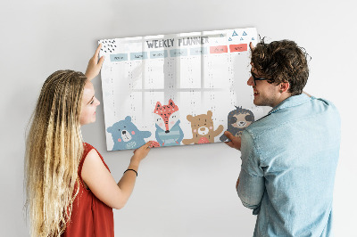 Magnetic dry erase board Cute Animal Weekly Planner
