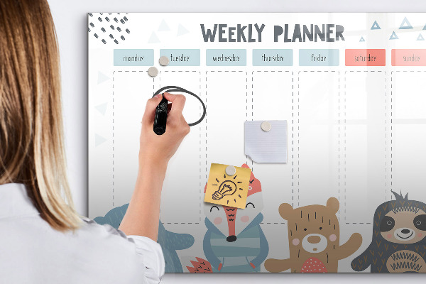 Magnetic dry erase board Cute Animal Weekly Planner