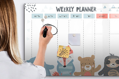 Magnetic dry erase board Cute Animal Weekly Planner