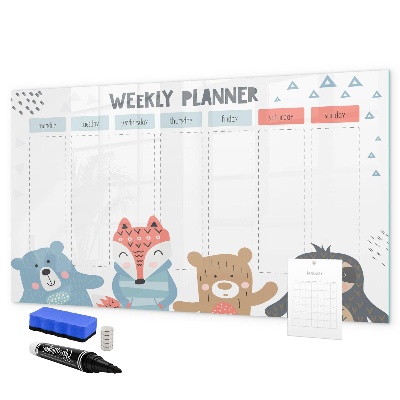 Magnetic dry erase board Cute Animal Weekly Planner
