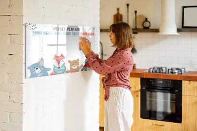 Magnetic dry erase board Cute Animal Weekly Planner