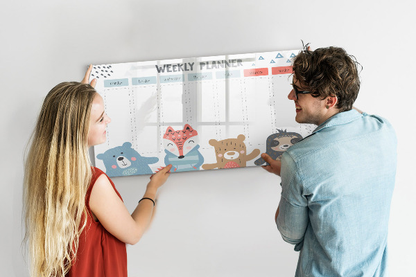 Magnetic dry erase board Cute Animal Weekly Planner