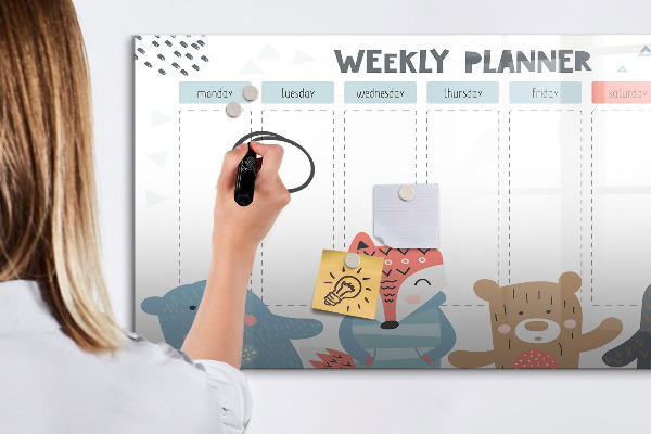 Magnetic dry erase board Cute Animal Weekly Planner