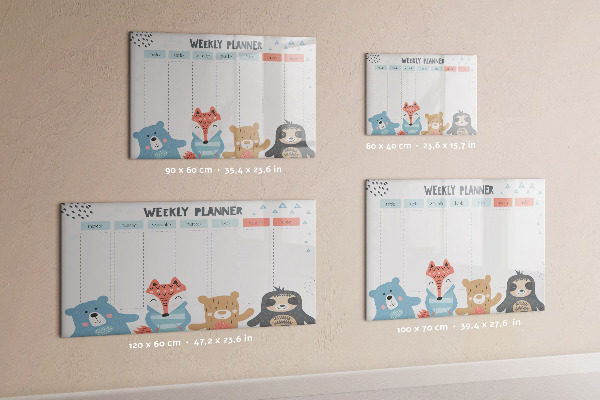 Magnetic dry erase board Cute Animal Weekly Planner