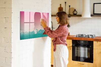 Magnetic dry erase board A colorful board for notes and photos