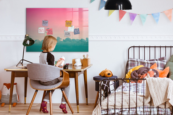 Magnetic dry erase board A colorful board for notes and photos