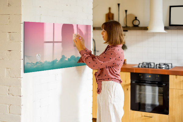 Magnetic dry erase board A colorful board for notes and photos