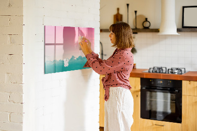 Magnetic dry erase board A colorful board for notes and photos