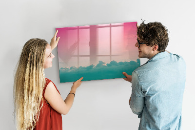 Magnetic dry erase board A colorful board for notes and photos