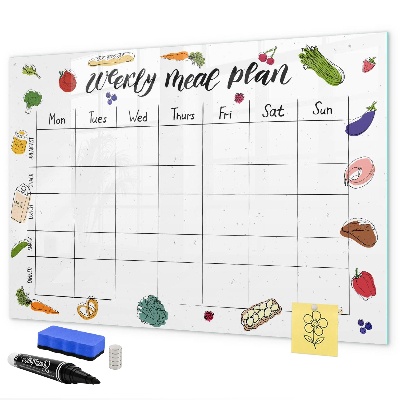 Dry erase board magnetic Meal plan for each week