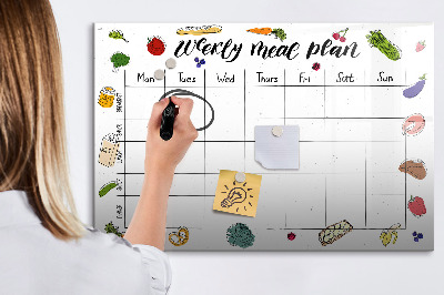 Dry erase board magnetic Meal plan for each week