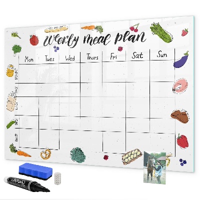 Dry erase board magnetic Meal plan for each week