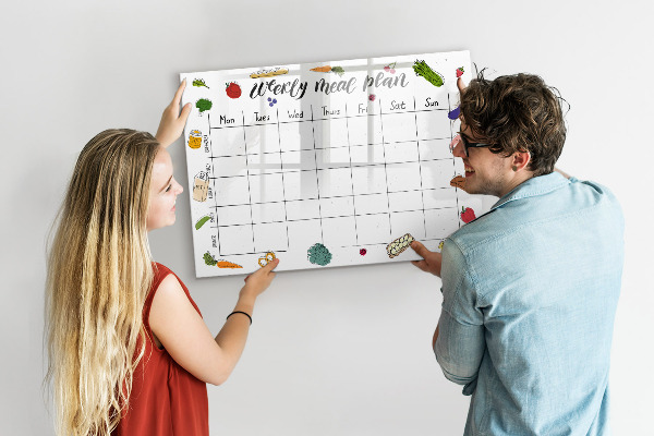 Dry erase board magnetic Meal plan for each week