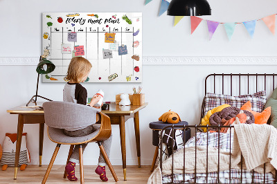 Dry erase board magnetic Meal plan for each week