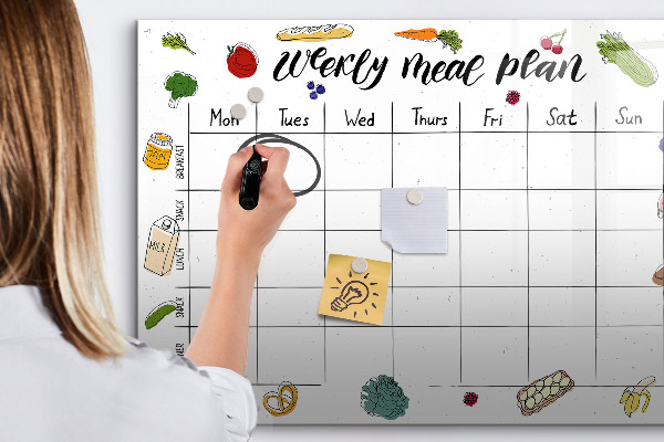 Dry erase board magnetic Meal plan for each week