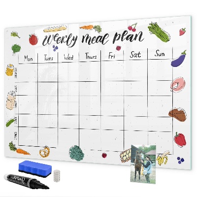 Dry erase board magnetic Meal plan for each week