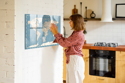 Magnetic dry erase board A world map with personal memories
