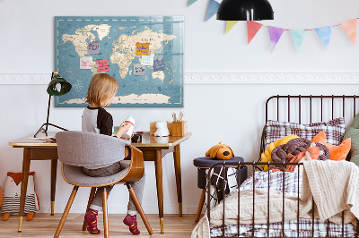 Magnetic dry erase board A world map with personal memories
