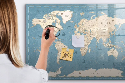 Magnetic dry erase board A world map with personal memories