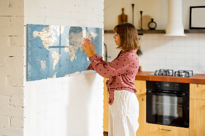 Magnetic dry erase board A world map with personal memories