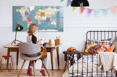 Magnetic dry erase board A world map with personal memories