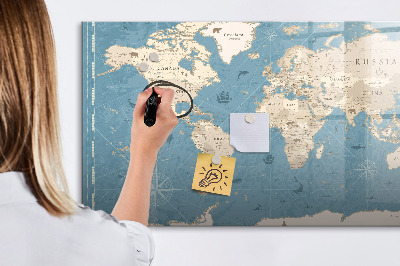 Magnetic dry erase board A world map with personal memories