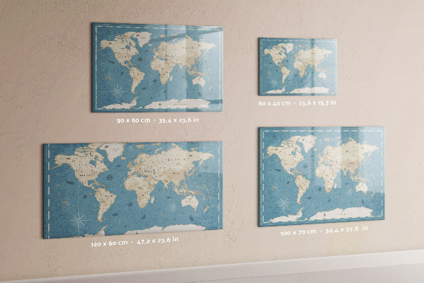 Magnetic dry erase board A world map with personal memories