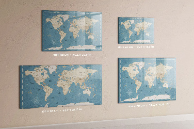 Magnetic dry erase board A world map with personal memories