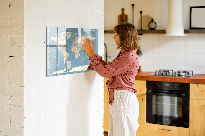 Magnetic dry erase board A world map with personal memories