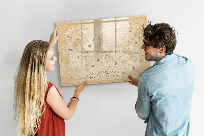 Dry erase board magnetic World map with photos and accessories
