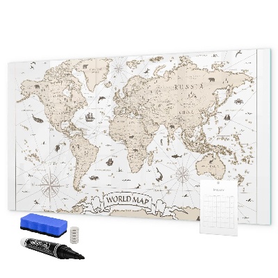 Magnetic dry erase board World map with photo locations