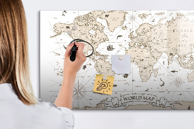 Magnetic dry erase board World map with photo locations