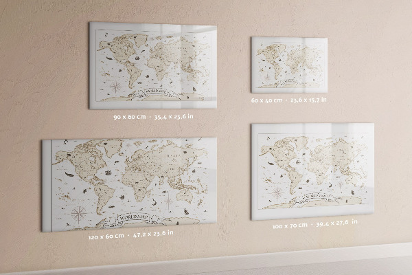 Magnetic dry erase board World map with photo locations