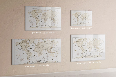 Magnetic dry erase board World map with photo locations