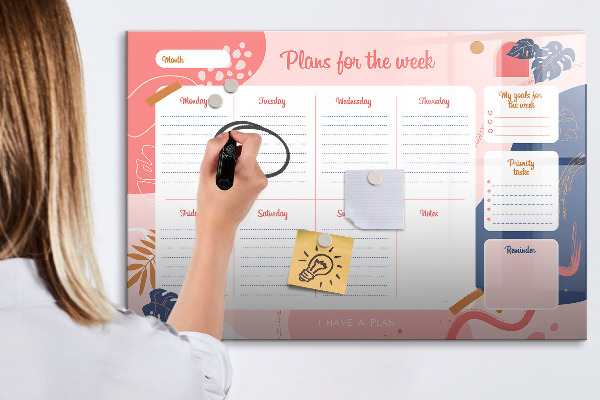 Dry erase board magnetic Weekly planner with space for photos