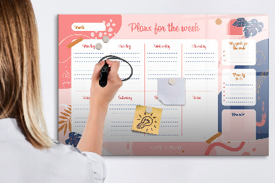 Dry erase board magnetic Weekly planner with space for photos