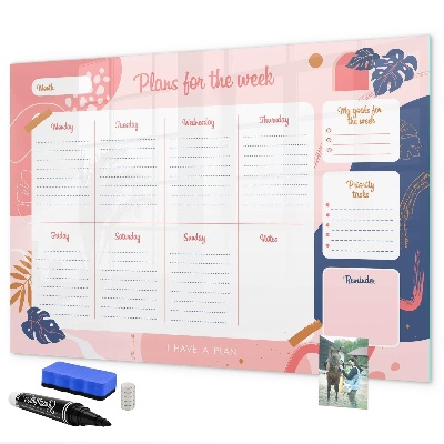Dry erase board magnetic Weekly planner with space for photos