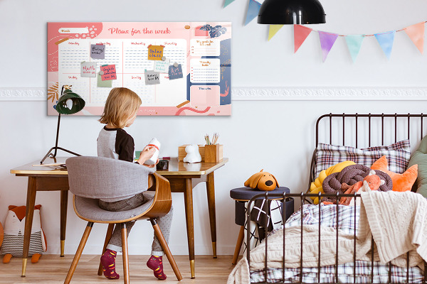 Dry erase board magnetic Weekly planner with space for photos