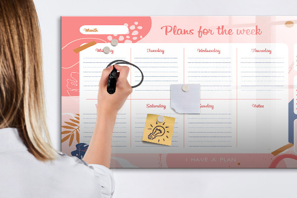 Dry erase board magnetic Weekly planner with space for photos