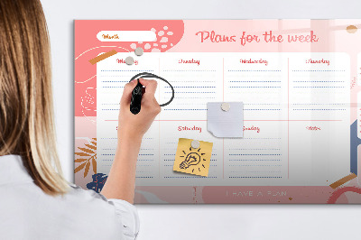 Dry erase board magnetic Weekly planner with space for photos