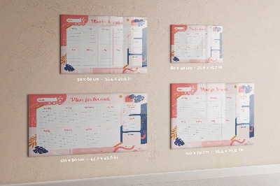 Dry erase board magnetic Weekly planner with space for photos