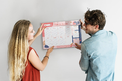 Dry erase board magnetic Weekly planner with space for photos