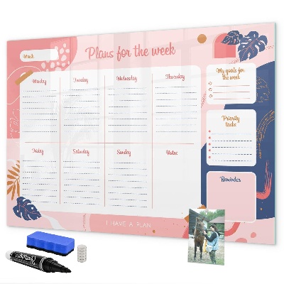 Dry erase board magnetic Weekly planner with space for photos