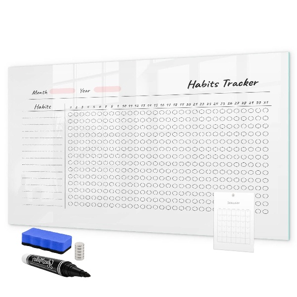 Dry erase board magnetic Habit tracking with a modern twist