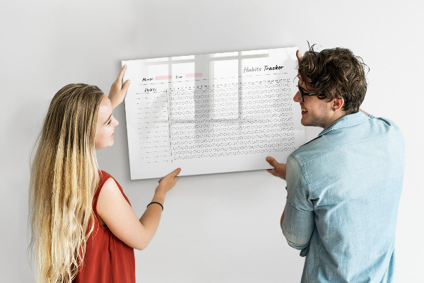 Dry erase board magnetic Habit tracking with a modern twist