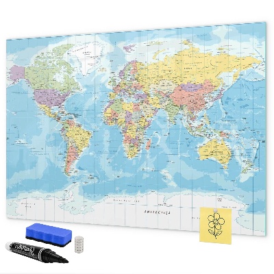 Magnetic dry erase board A world map with personal memories