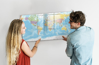 Magnetic dry erase board A world map with personal memories