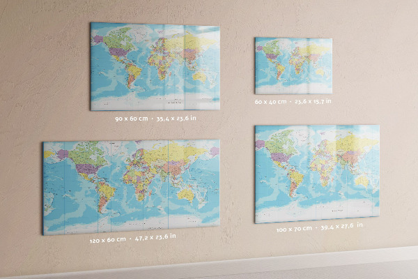 Magnetic dry erase board A world map with personal memories