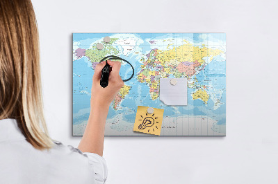 Magnetic dry erase board A world map with personal memories